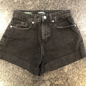 Black denim shorts